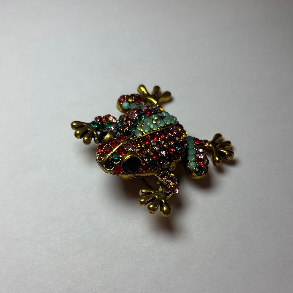 Colorful Rhinestone Frog Brooch - Picture 2 of 7